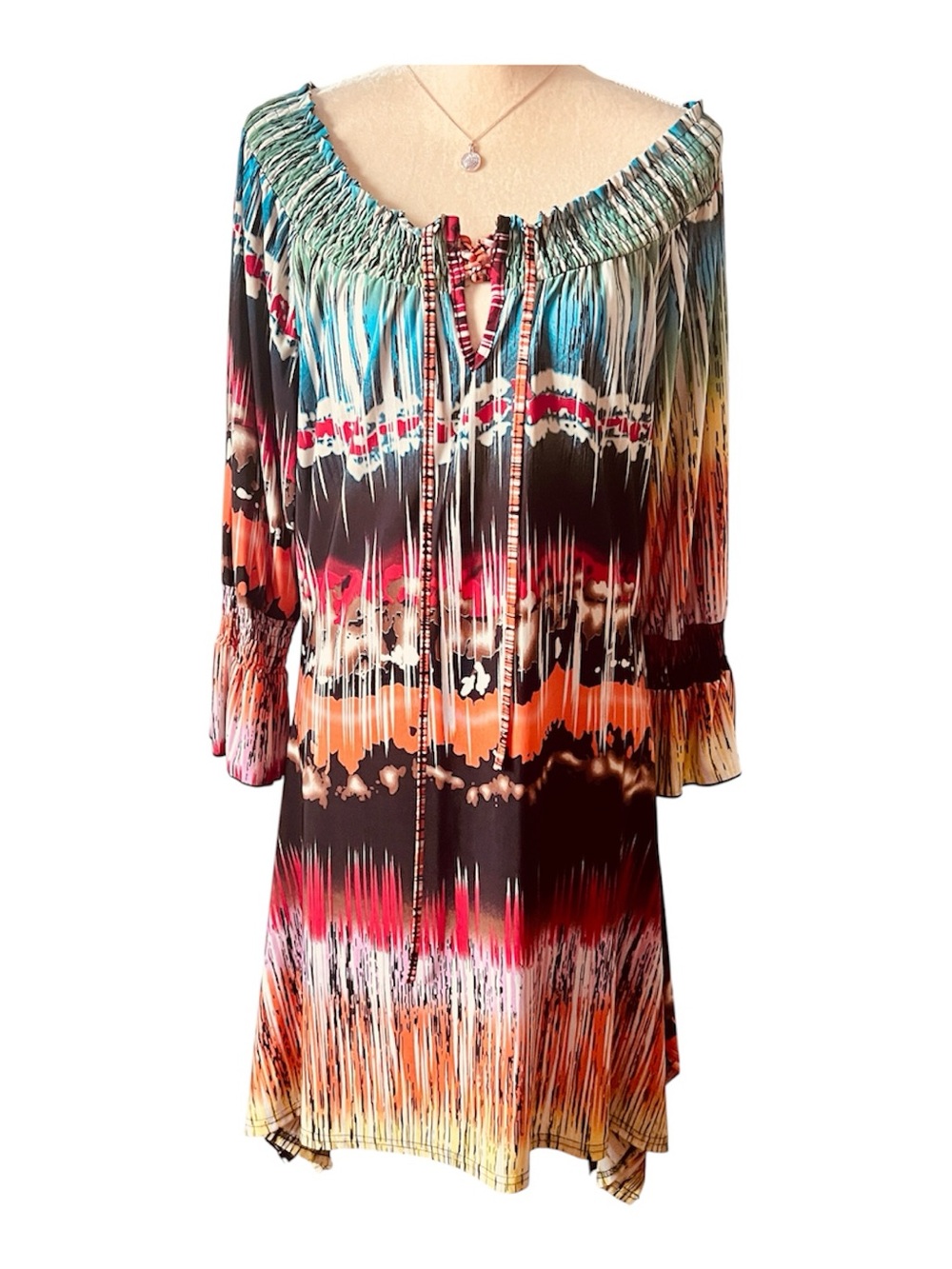 Urban Mango Colorful Boho Tie-Dye Shift Dress/Tunic